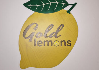 Χειροποίητο ξύλινο κάδρο gold lemons