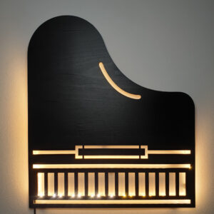 Χειροποίητο ξύλινο φωτιστικό τοίχου πιάνο