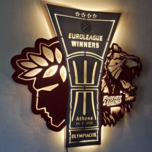 Φωτιστικό τοίχου OLYMPIACOS BC EUROLEAGUE WINNERS